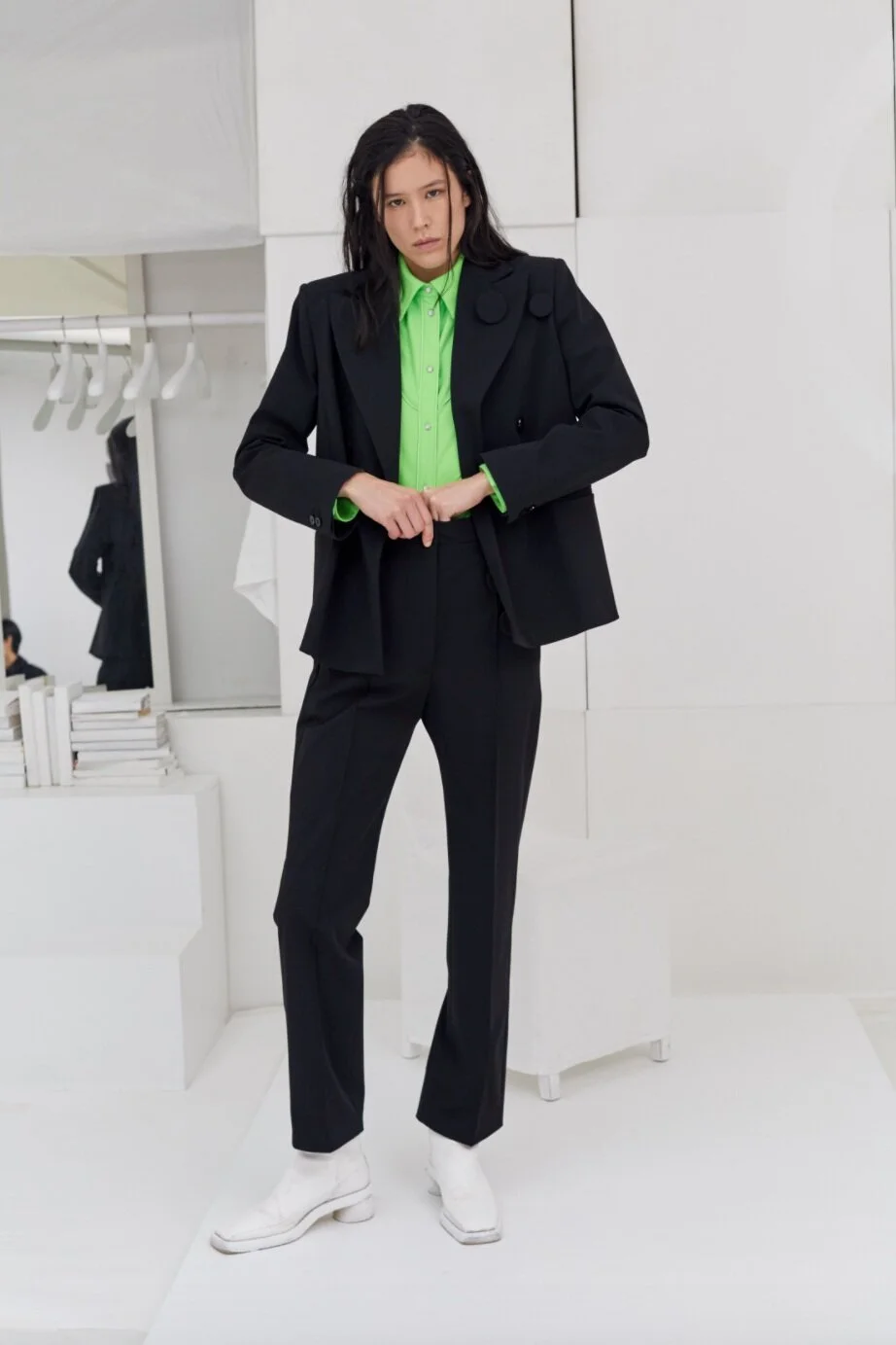 アウターその他 MM6 MAISON MARGIELA Woman Blazer Green Green double-breasted oversized blazer MM6 Maison Margiela